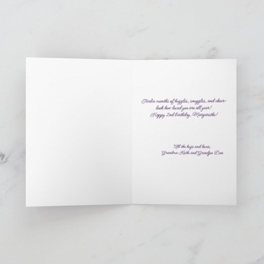 Aangepaste Uw Eigen Foto Meisje's 2e Verjaardag Ka Kaart (Binnen)