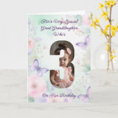 Aangepaste Uw Eigen Foto Meisje's 3e Verjaardag Ka Kaart (Gele Bloem)