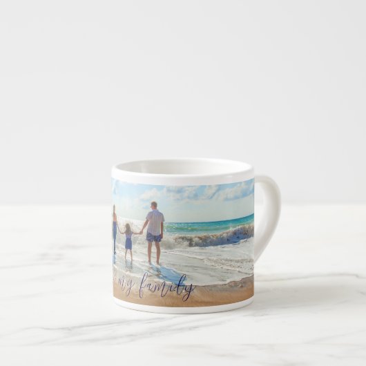 Aangepaste uw familie foto espresso Mok met tekst (Voorkant rechts)