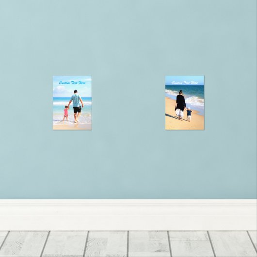 Aangepaste uw favoriete foto en tekst Wall Art Set (Houten vloer)