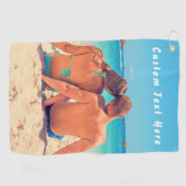 Aangepaste uw favoriete foto Golf handdoek met tek (Horizontaal)