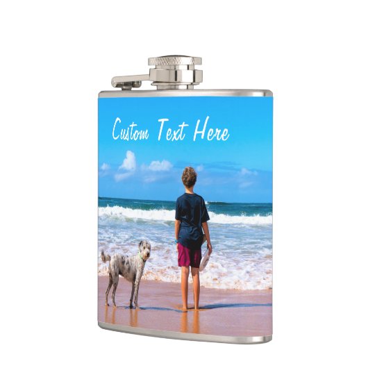 Aangepaste uw favoriete fotofles met tekstnaam heupfles (Links)