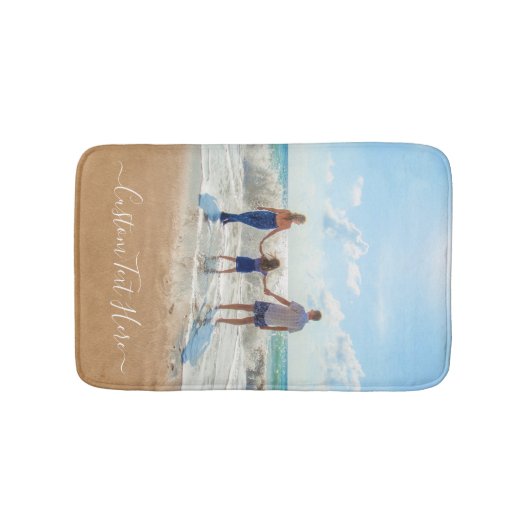 Aangepaste uw foto badmat met tekst (Voorkant)