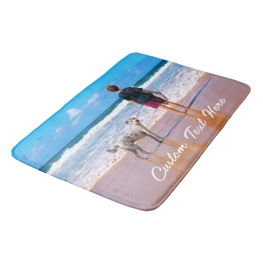 Aangepaste uw foto badmat met tekstnaam (Gekanteld)