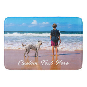 Aangepaste uw foto badmat met tekstnaam