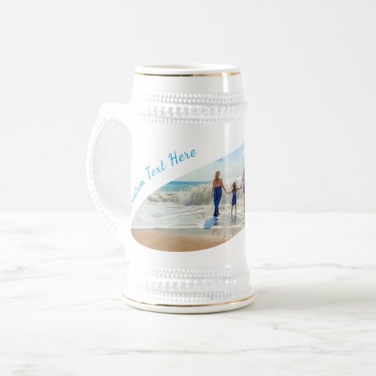 Aangepaste uw foto Bier Stein Gift aangepaste teks Bierpul (Voorkant links)