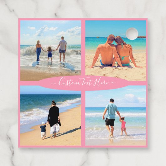 Aangepaste uw foto collage cadeau Labels met tekst (Achterkant)