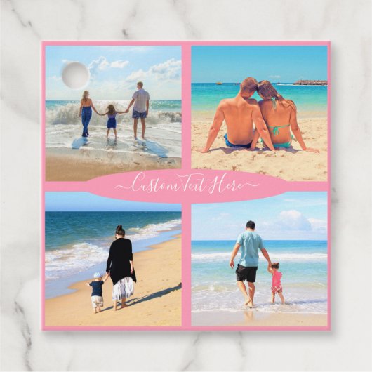 Aangepaste uw foto collage cadeau Labels met tekst (Voorkant)