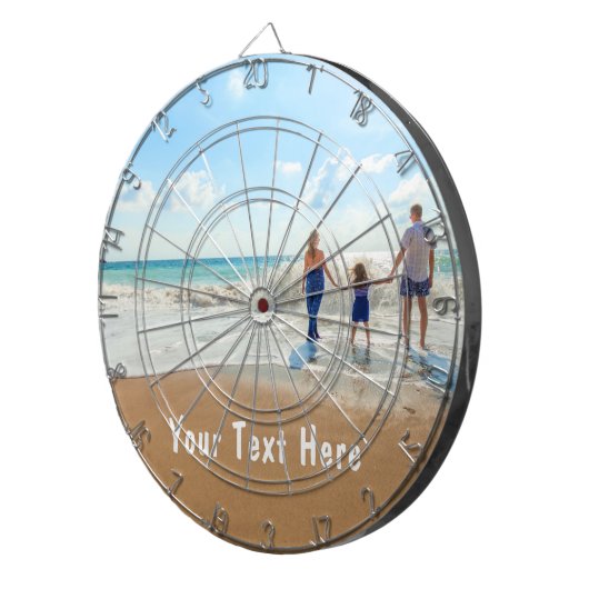 Aangepaste uw foto dartbord met tekst (Voorkant Rechts)