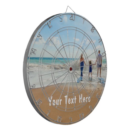 Aangepaste uw foto dartbord met tekst (Voorkant Links)