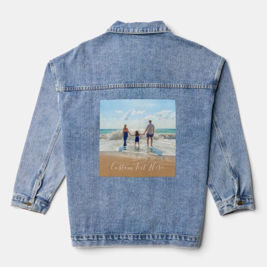 Aangepaste uw foto denim jas met tekst denim jacket (Achterkant)