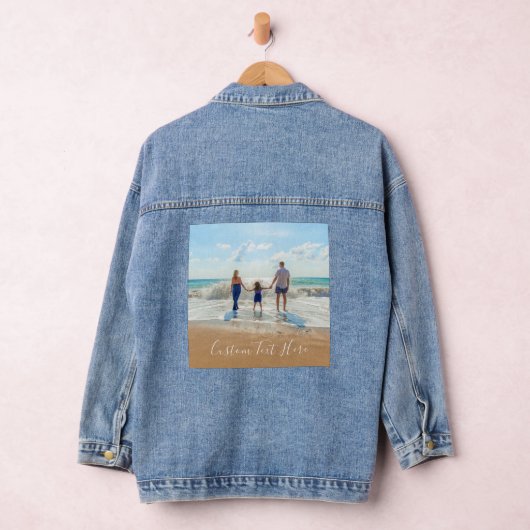 Aangepaste uw foto denim jas met tekst jacket (Hangar)