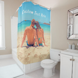 Aangepaste uw foto douche gordijn met tekst