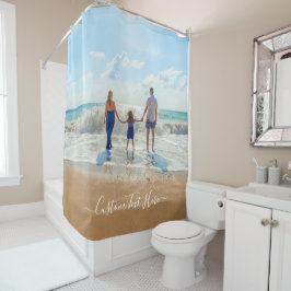 Aangepaste uw foto douchegordijn met tekstnaam