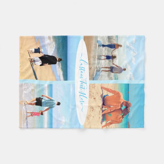 Aangepaste uw foto en tekst collage fleece deken (Voorkant (Horizontaal))