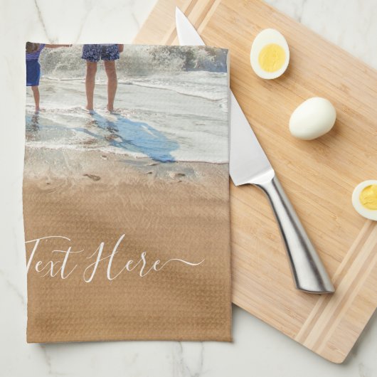 Aangepaste uw foto en tekst keukenhanddoek (Quarter Fold)