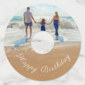 Aangepaste uw foto en tekst Verjaardagswijnglas La Wijnglaslabel (Voorkant)