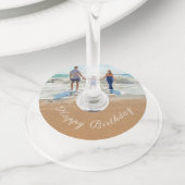 Aangepaste uw foto en tekst Verjaardagswijnglas La Wijnglaslabel (Dichtbij)