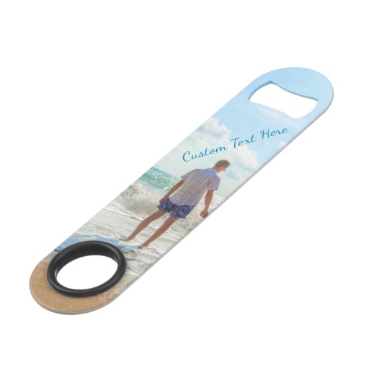 Aangepaste uw foto- en tekstfles Opener Bar Key Speed Flessenopener (Voorkant Gekanteld)