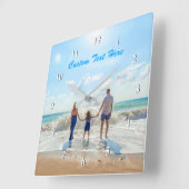 Aangepaste Uw Foto en Tekstklok Gepersonaliseerde  Vierkante Klok (Hoek)