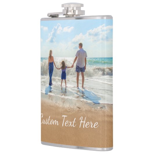 Aangepaste uw foto Flask Gift met tekst Heupfles (Links)