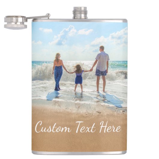 Aangepaste uw foto Flask Gift met tekst Heupfles (Geopend)