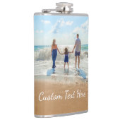 Aangepaste uw foto Flask Gift met tekst Heupfles (Rechts)