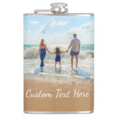 Aangepaste uw foto Flask Gift met tekst Heupfles (Voorkant)
