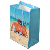 Aangepaste uw foto geschenkzak gepersonaliseerd medium cadeauzakje (Voorkant Gekanteld)