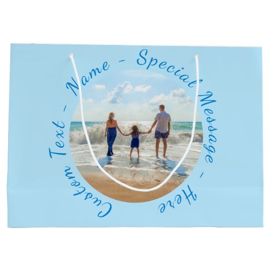 Aangepaste uw foto geschenkzak met tekst naam groot cadeauzakje (Achterkant)