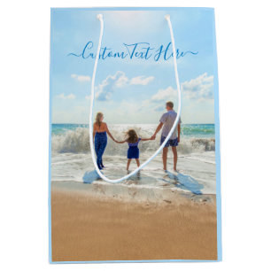 Aangepaste Uw Foto Gift Bag met Tekst Medium Cadeauzakje