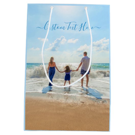 Aangepaste Uw Foto Gift Bag met Tekst Medium Cadeauzakje (Achterkant)