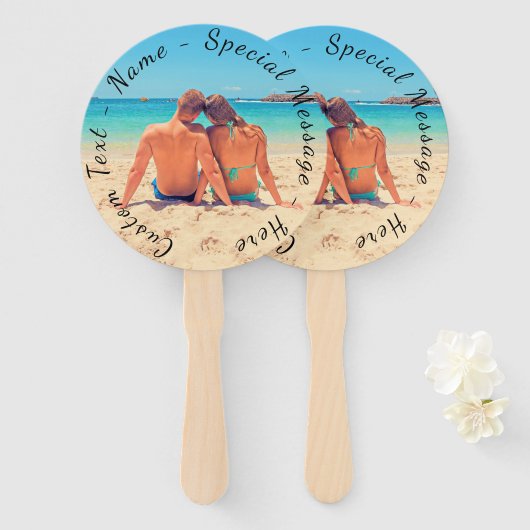 Aangepaste uw foto hand ventilator met tekstnaam handwaaier (Voorkant en achterkant)