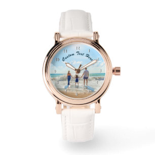 Aangepaste uw foto horloge cadeau met tekst