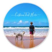 Aangepaste uw foto keramische knop met tekst (Voorkant)