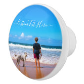 Aangepaste uw foto keramische knop met tekst (Rechts)