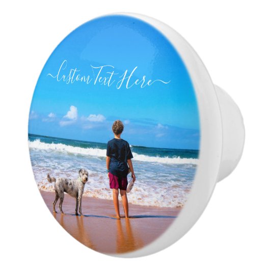 Aangepaste uw foto keramische knop met tekst (Rechts)