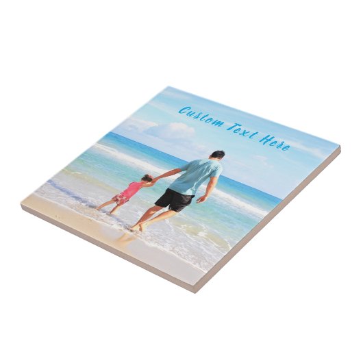 Aangepaste uw foto keramische Tegel met tekst Tegeltje (Zijkant)