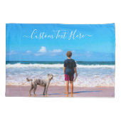 Aangepaste uw foto kussen Hoesje en tekst naam Kussensloop (Achterkant)