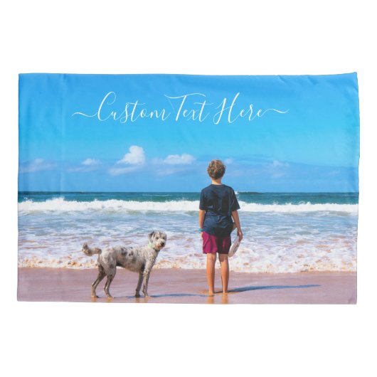 Aangepaste uw foto kussen Hoesje en tekst naam Kussensloop (Achterkant)