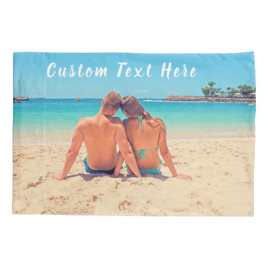 Aangepaste Uw Foto Kussen Hoesje Gift met Tekst Na Kussensloop (Achterkant)