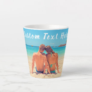 Aangepaste uw foto Latte Mok Gift met Tekst