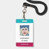 Aangepaste uw foto of Logo Tekst Naam Business Bad Badge (Achterkant met koord)