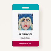 Aangepaste uw foto of Logo Tekst Naam Business Bad Badge (Achterkant)