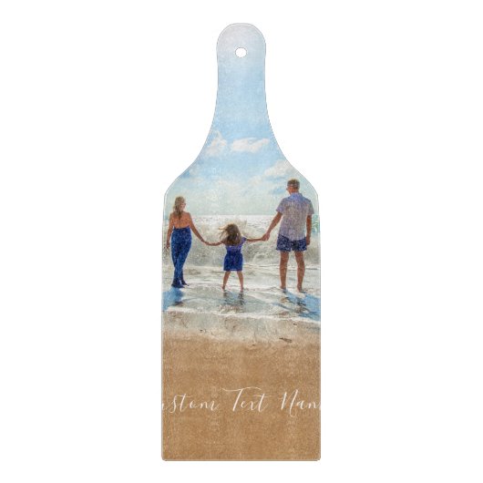 Aangepaste uw foto snijplank met tekst (Voorkant)