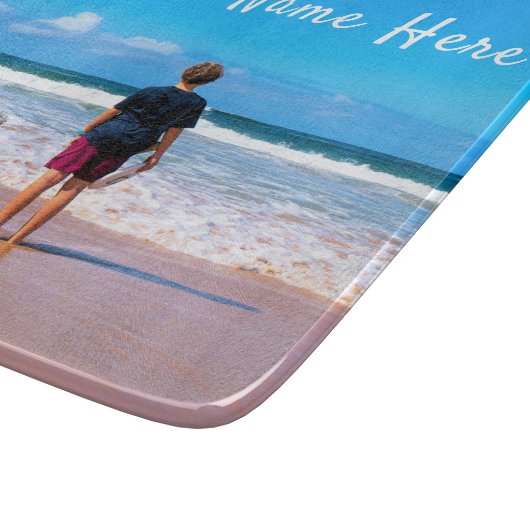 Aangepaste uw foto snijplank met tekstnaam (Hoek)