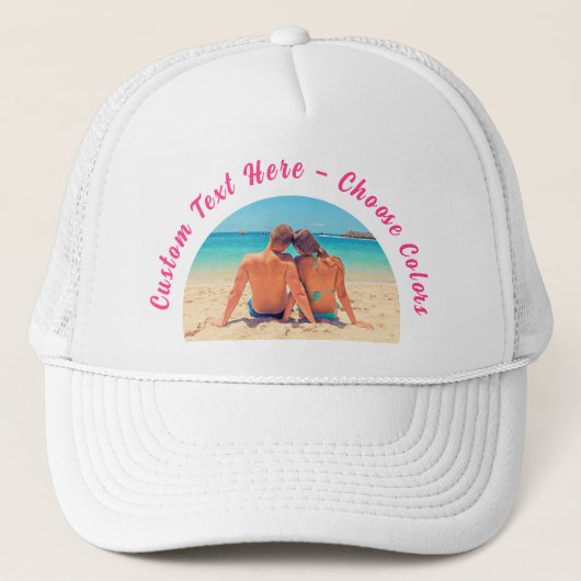 Aangepaste uw foto trucker hoed cadeau met tekst pet (Voorkant)