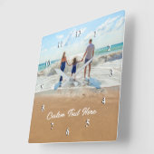 Aangepaste uw foto wandklok cadeau met tekstnaam (Hoek)