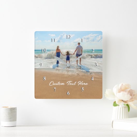 Aangepaste uw foto wandklok cadeau met tekstnaam (Huis)