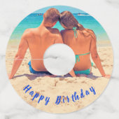 Aangepaste Uw Foto Wijnglas Labels met Tekst (Voorkant)